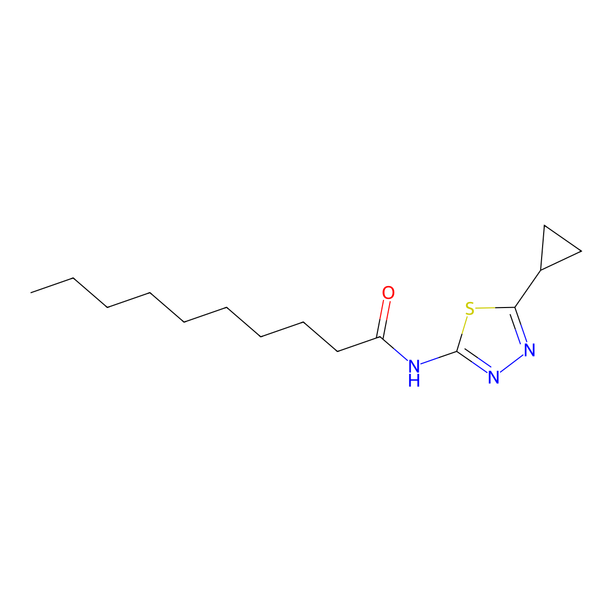 N-(5-cyclopropyl-1,3,4-thiadiazol-2-yl)decanamide molecular structure, CAS 515859-94-6