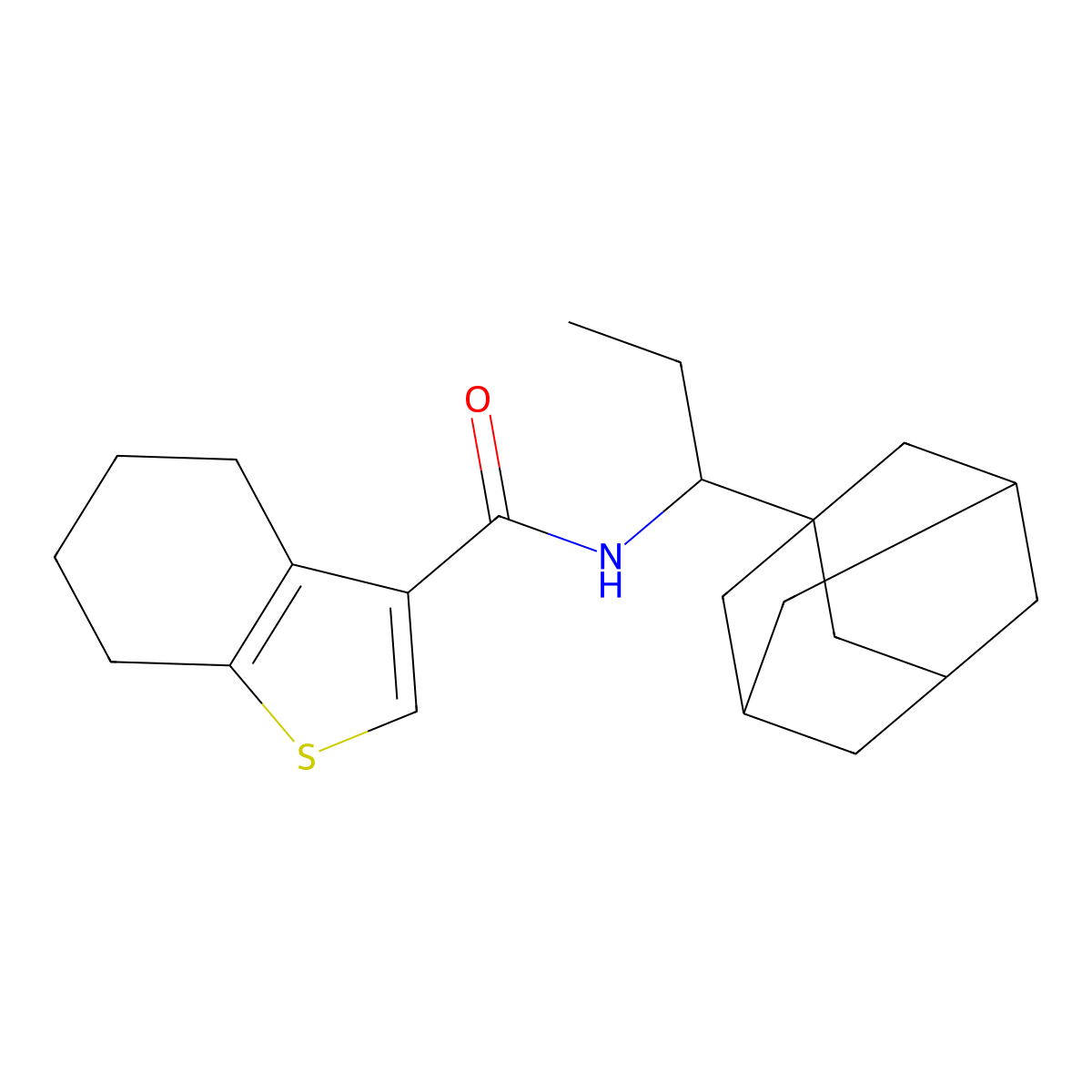 N-[1-(1-adamantyl)propyl]-4,5,6,7-tetrahydro-1-benzothiophene-3-carboxamide molecular structure, CAS 515860-04-5