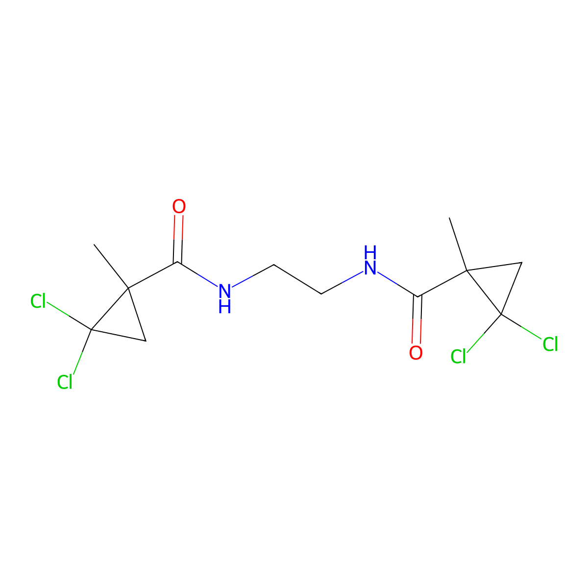 2,2-dichloro-N-[2-[(2,2-dichloro-1-methylcyclopropanecarbonyl)amino]ethyl]-1-methylcyclopropane-1-carboxamide molecular structure, CAS 515860-06-7