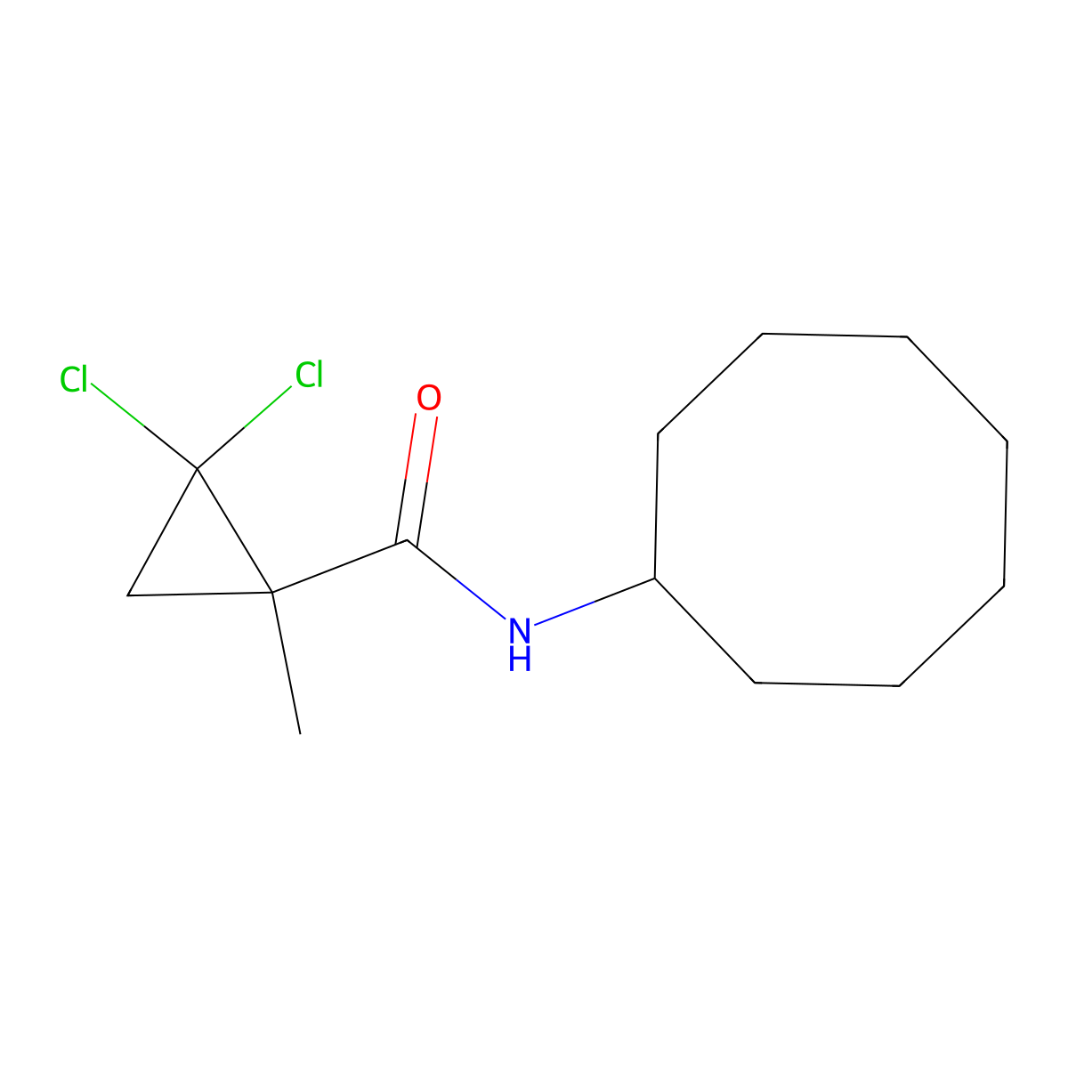 2,2-dichloro-N-cyclooctyl-1-methylcyclopropanecarboxamide molecular structure, CAS 515860-07-8
