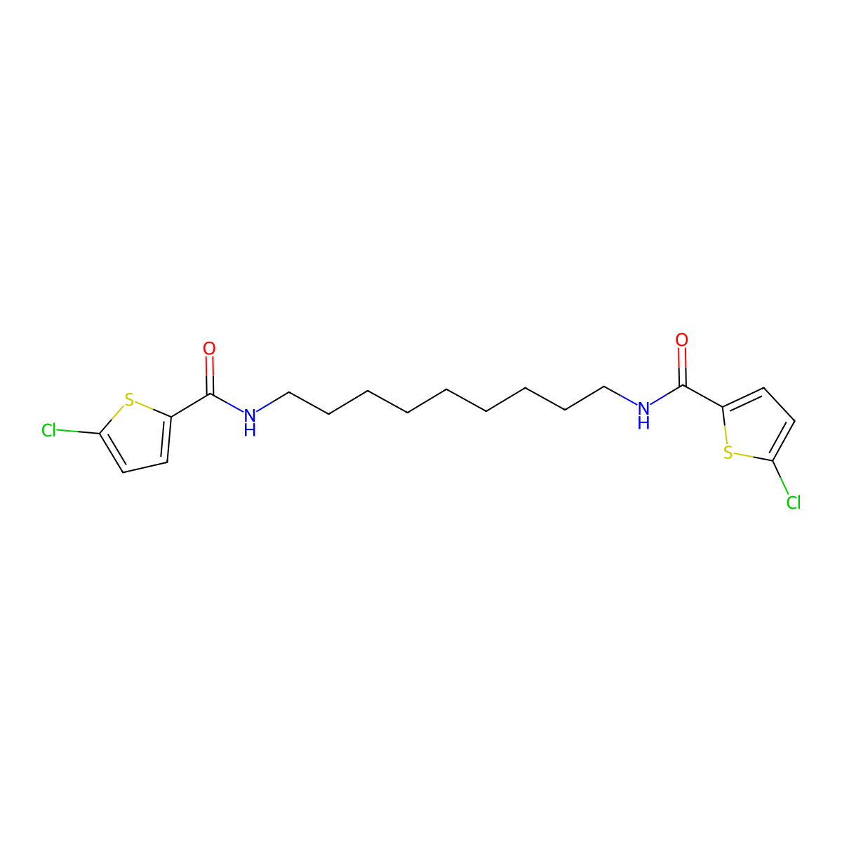 5-chloro-N-[9-[(5-chlorothiophene-2-carbonyl)amino]nonyl]thiophene-2-carboxamide molecular structure, CAS 515860-20-5