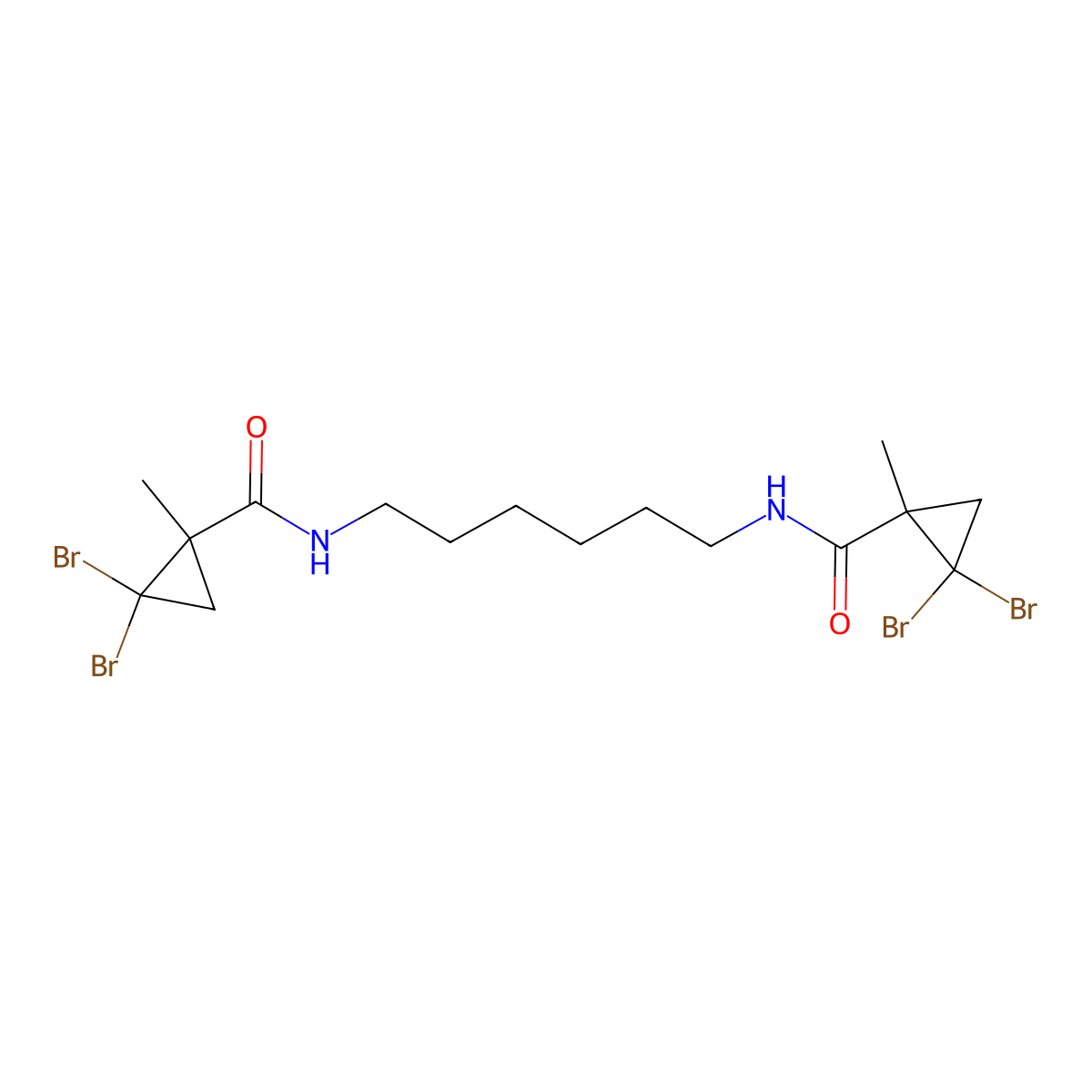 2,2-dibromo-N-(6-{[(2,2-dibromo-1-methylcyclopropyl)carbonyl]amino}hexyl)-1-methylcyclopropanecarboxamide molecular structure, CAS 515860-29-4