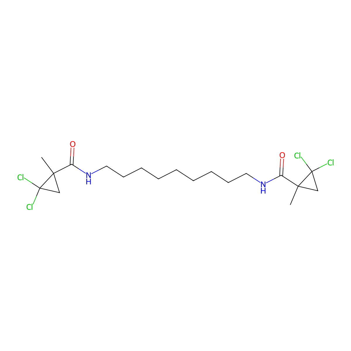 2,2-dichloro-N-(9-{[(2,2-dichloro-1-methylcyclopropyl)carbonyl]amino}nonyl)-1-methylcyclopropanecarboxamide molecular structure, CAS 515860-46-5