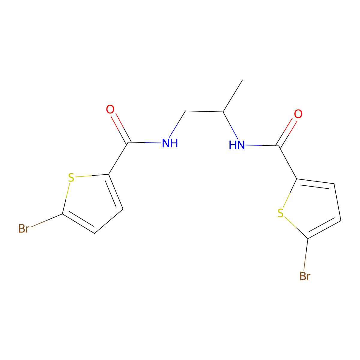 5-bromo-N-[2-[(5-bromothiophene-2-carbonyl)amino]propyl]thiophene-2-carboxamide molecular structure, CAS 515860-70-5