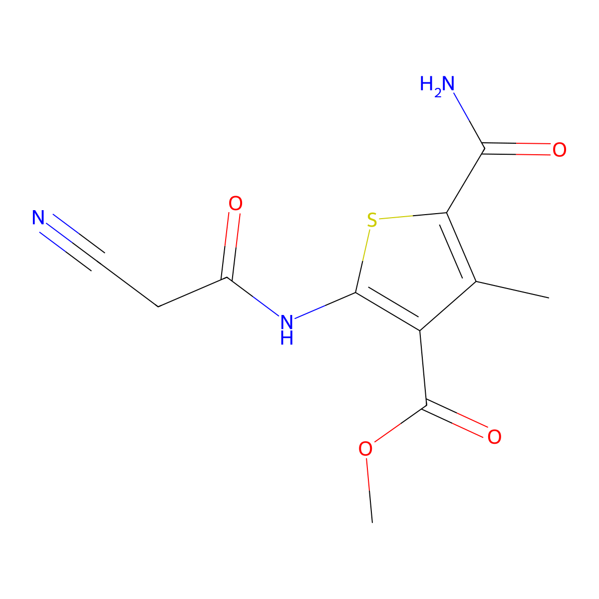 Methyl 5-(aminocarbonyl)-2-[(cyanoacetyl)amino]-4-methylthiophene-3-carboxylate molecular structure, CAS 515860-78-3
