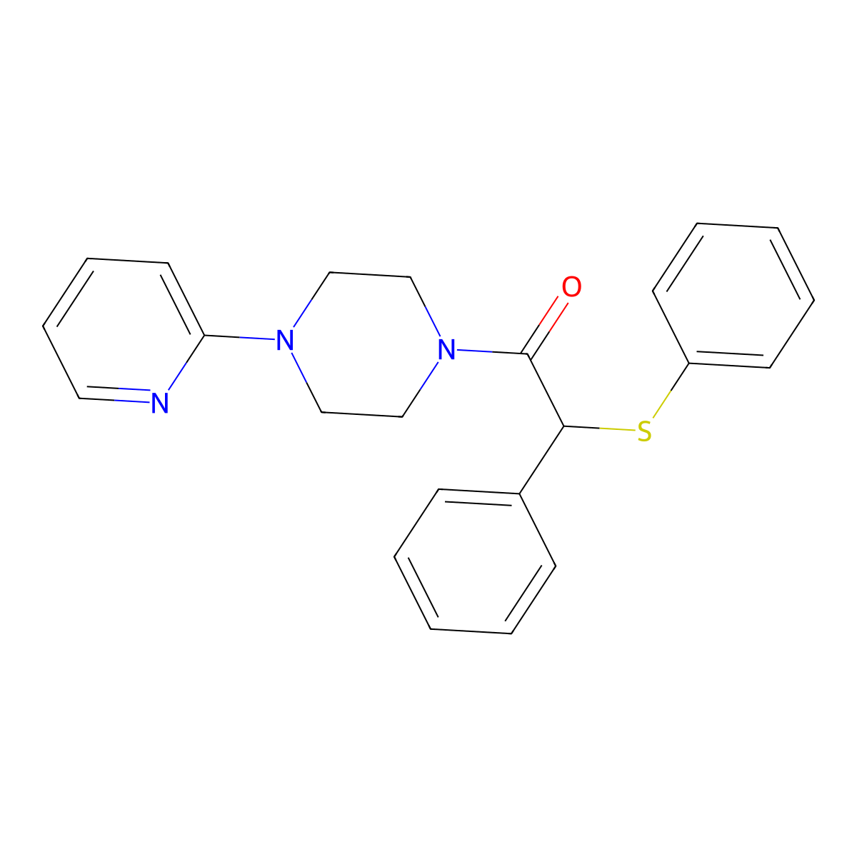 2-Phenyl-2-phenylsulfanyl-1-(4-pyridin-2-ylpiperazin-1-yl)ethanone molecular structure, CAS 515860-79-4