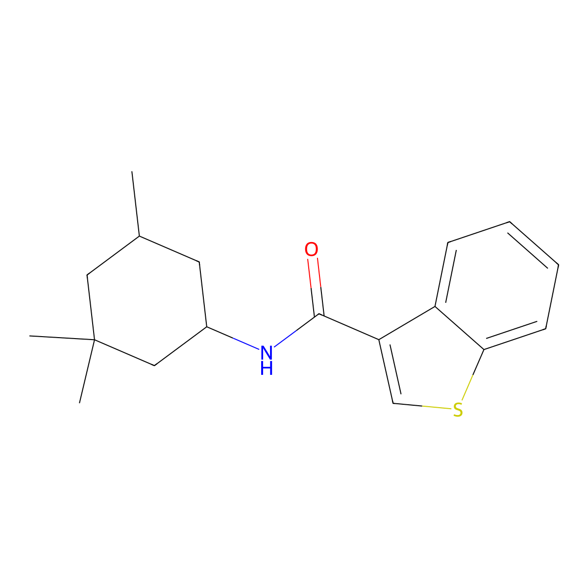 N-(3,3,5-trimethylcyclohexyl)-1-benzothiophene-3-carboxamide molecular structure, CAS 515860-99-8