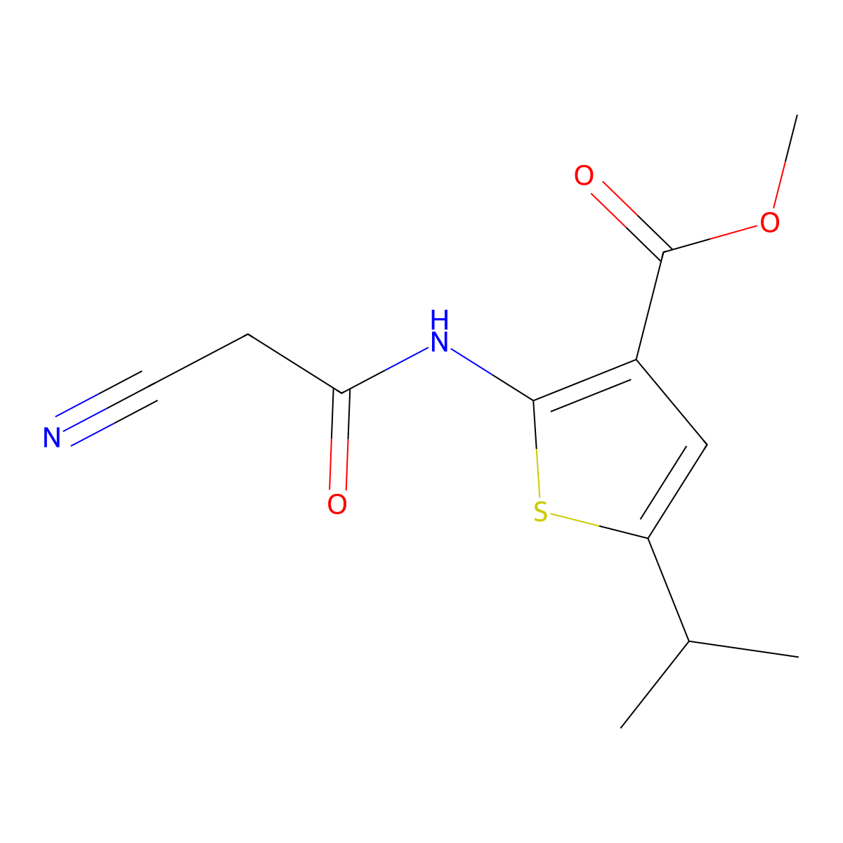 Methyl 2-[(cyanoacetyl)amino]-5-isopropylthiophene-3-carboxylate molecular structure, CAS 515861-09-3