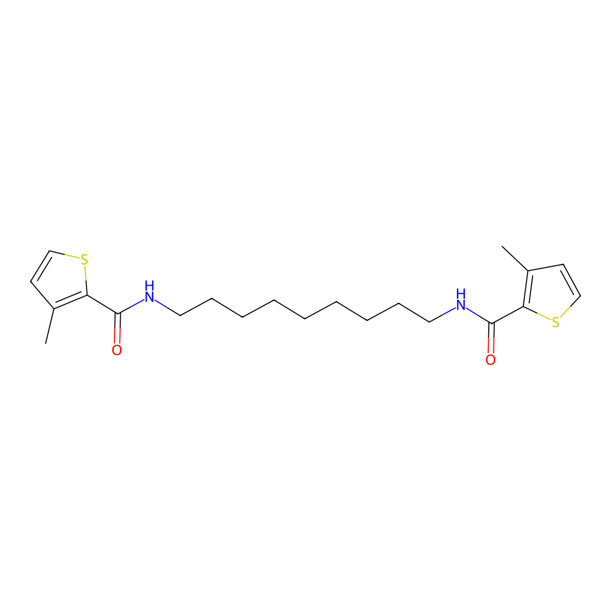 3-methyl-N-[9-[(3-methylthiophene-2-carbonyl)amino]nonyl]thiophene-2-carboxamide molecular structure, CAS 515861-14-0