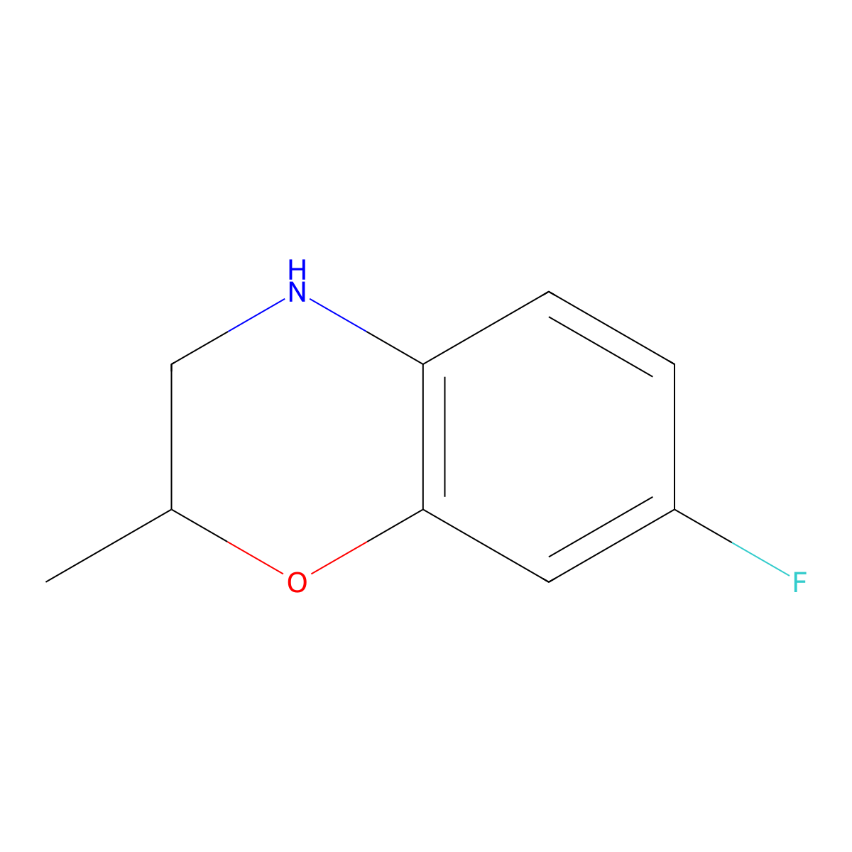 7-fluoro-2-methyl-3,4-dihydro-2H-1,4-benzoxazine molecular structure, CAS 515861-53-7