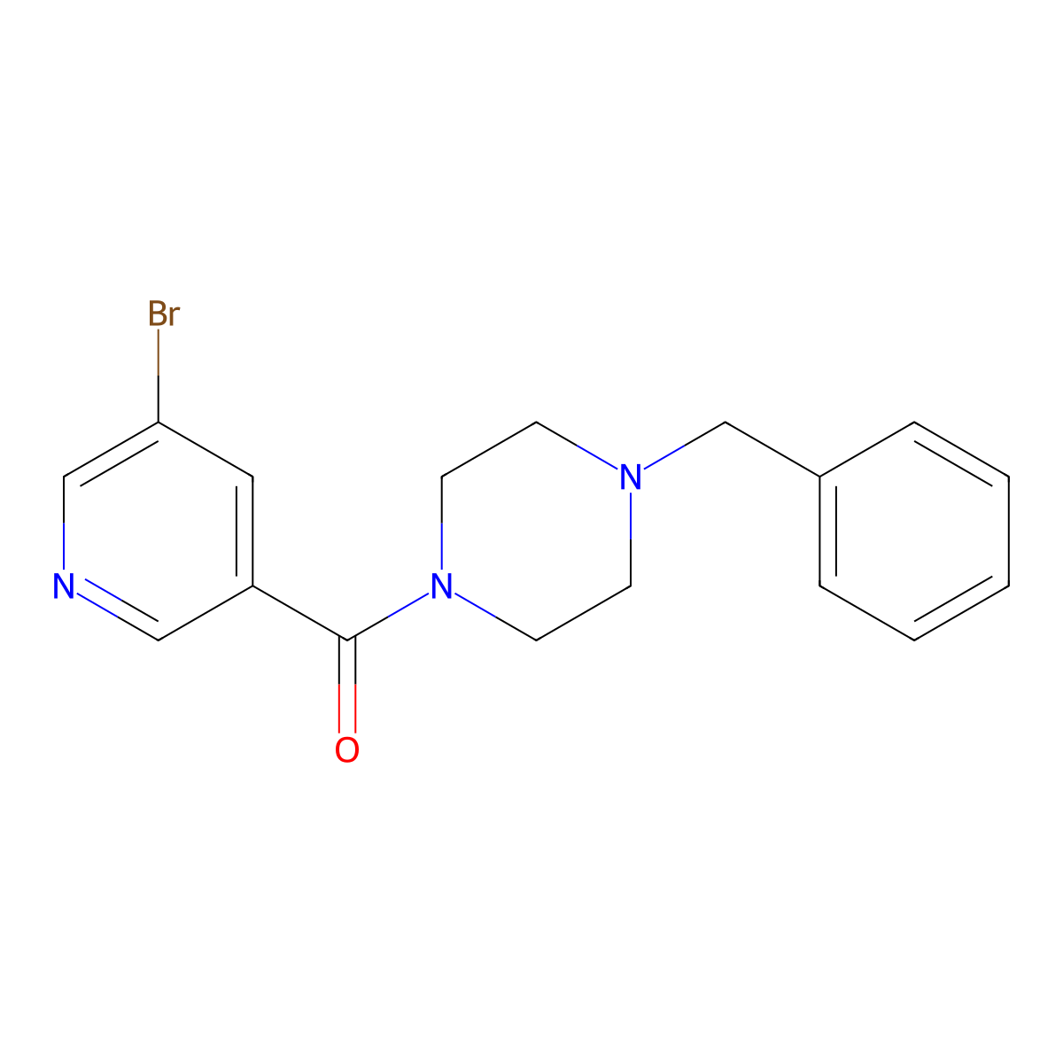 (4-Benzylpiperazino)(5-bromo-3-pyridyl)methanone molecular structure, CAS 515866-39-4