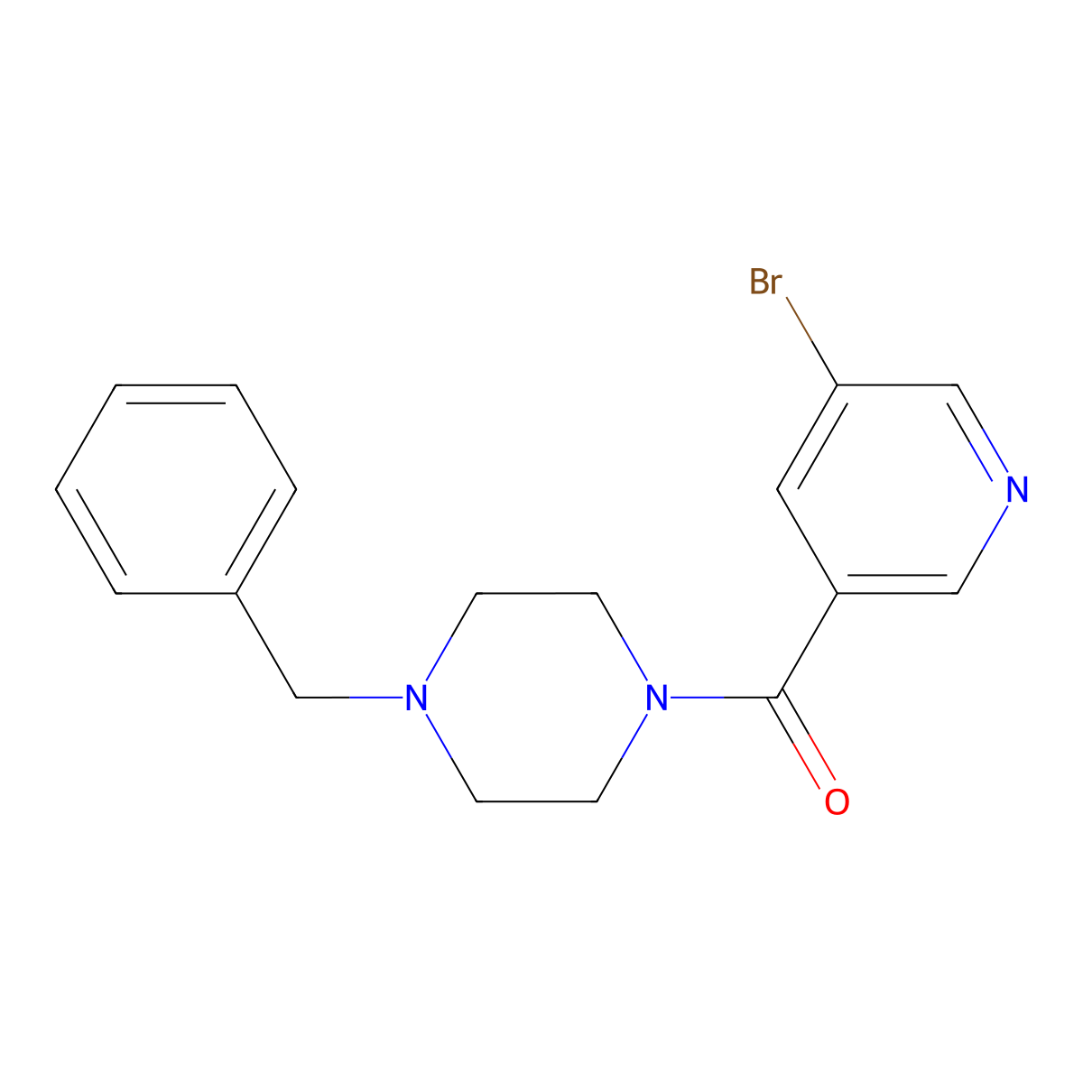 (4-Benzylpiperazino)(5-bromo-3-pyridyl)methanone molecular structure, CAS 515866-39-4