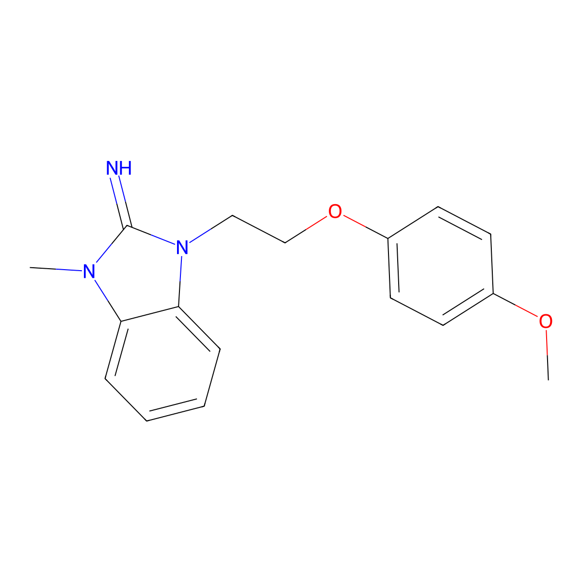 1-[2-(4-methoxyphenoxy)ethyl]-3-methyl-1,3-dihydro-2H-benzimidazol-2-imine molecular structure, CAS 515866-76-9