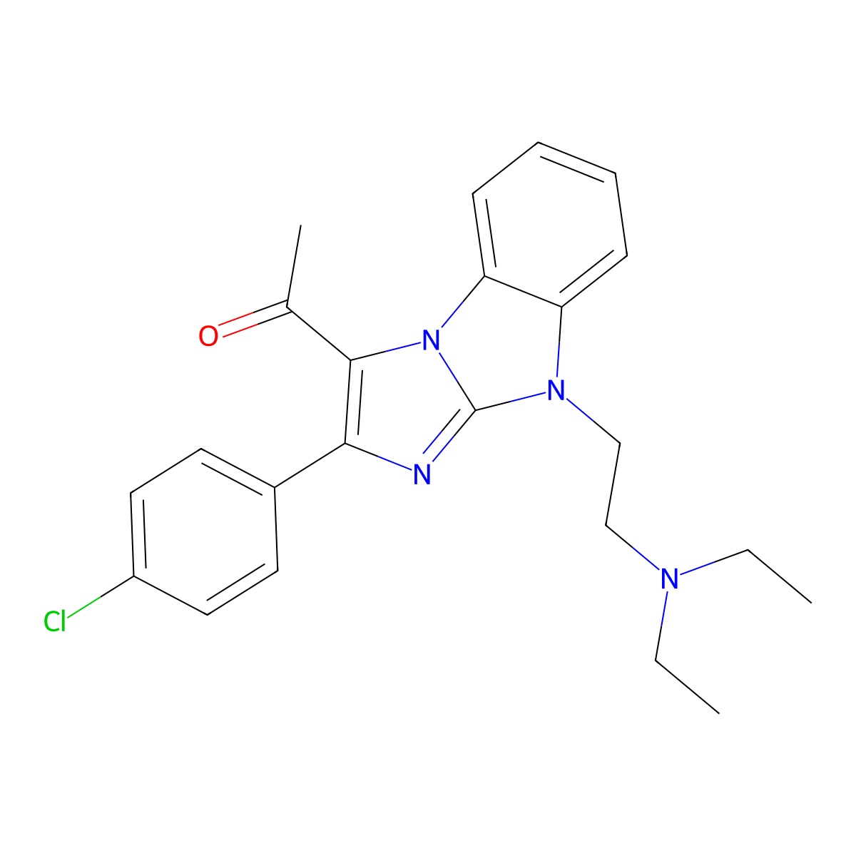 1-{2-(4-chlorophenyl)-9-[2-(diethylamino)ethyl]-9H-imidazo[1,2-a]benzimidazol-3-yl}ethanone molecular structure, CAS 515867-19-3
