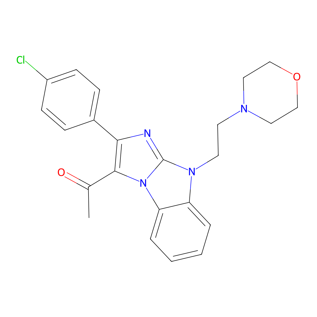 1-{2-(4-chlorophenyl)-9-[2-(morpholin-4-yl)ethyl]-9H-imidazo[1,2-a]benzimidazol-3-yl}ethanone molecular structure, CAS 515867-22-8