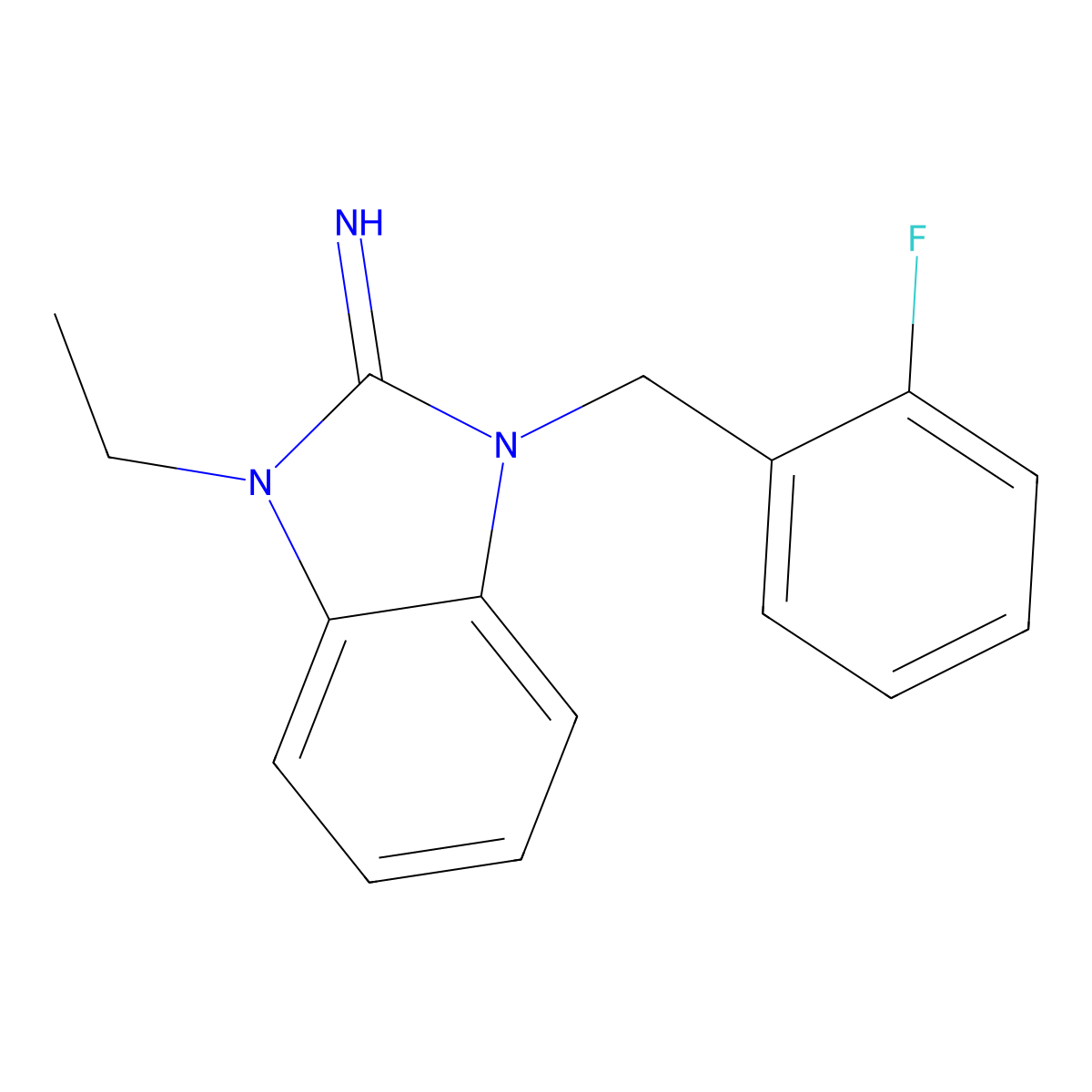 1-Ethyl-3-[(2-fluorophenyl)methyl]benzimidazol-2-imine molecular structure, CAS 515868-32-3
