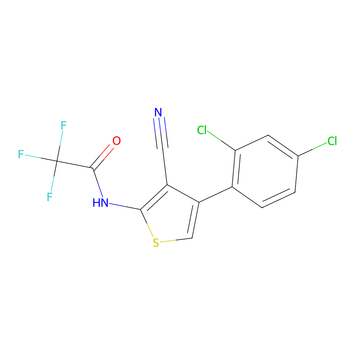 N-[3-cyano-4-(2,4-dichlorophenyl)-2-thienyl]-2,2,2-trifluoroacetamide molecular structure, CAS 515872-37-4