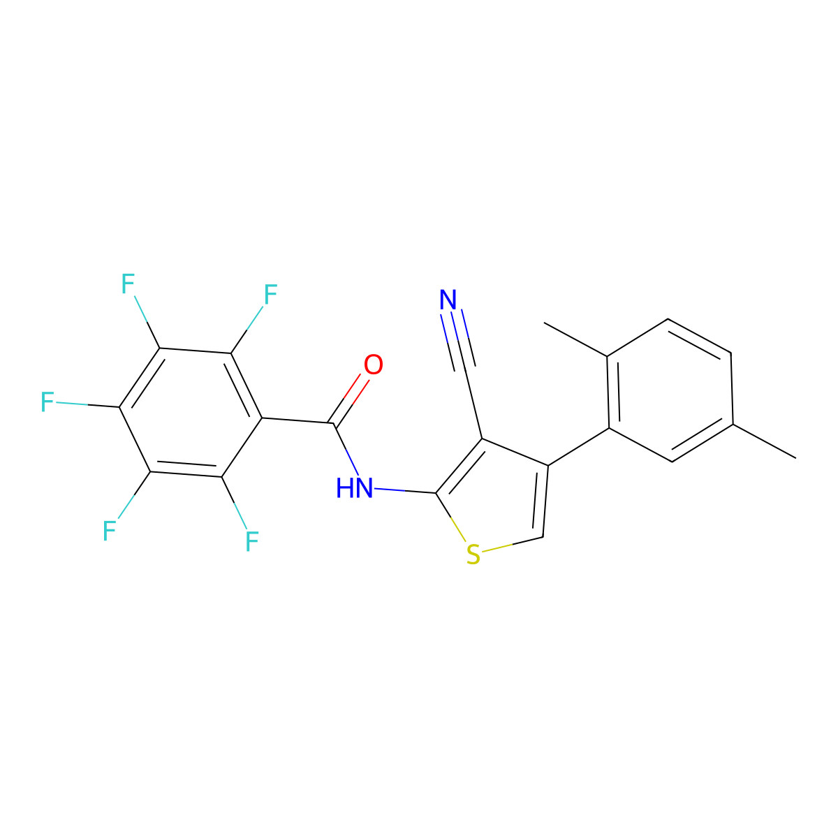 N-[3-cyano-4-(2,5-dimethylphenyl)thiophen-2-yl]-2,3,4,5,6-pentafluorobenzamide molecular structure, CAS 515872-39-6