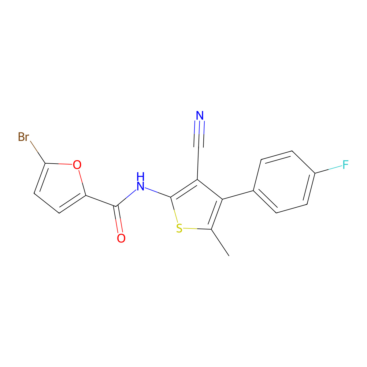 5-bromo-N-[3-cyano-4-(4-fluorophenyl)-5-methylthiophen-2-yl]furan-2-carboxamide molecular structure, CAS 515872-43-2