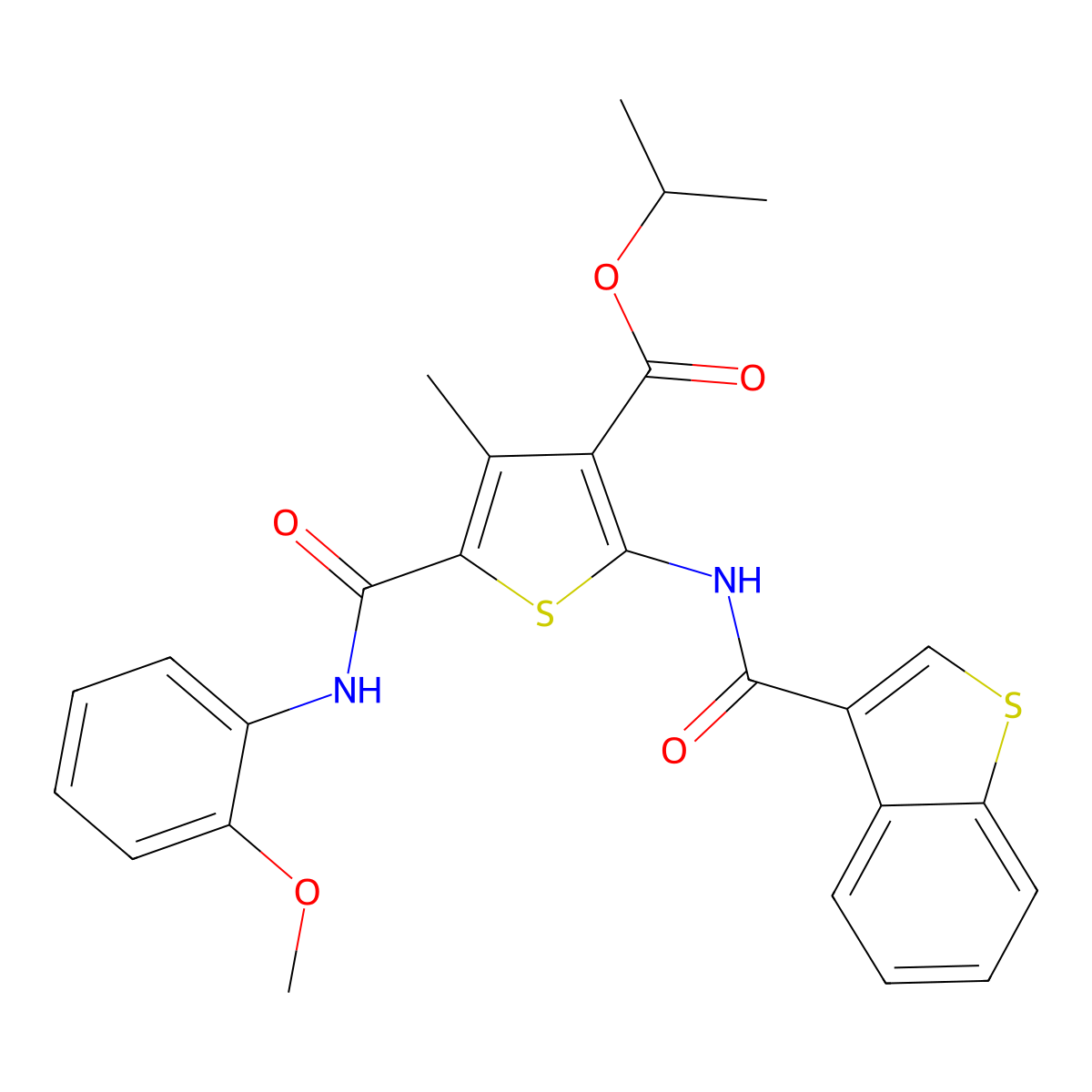 Isopropyl 2-[(1-benzothien-3-ylcarbonyl)amino]-5-[(2-methoxyanilino)carbonyl]-4-methyl-3-thiophenecarboxylate molecular structure, CAS 515872-64-7