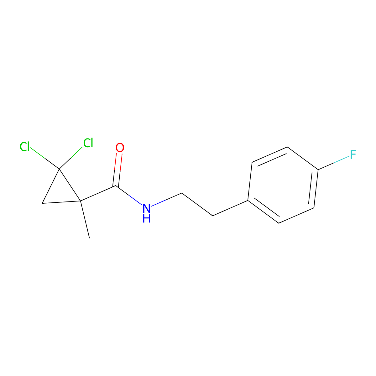 2,2-dichloro-N-[2-(4-fluorophenyl)ethyl]-1-methylcyclopropanecarboxamide molecular structure, CAS 515872-72-7
