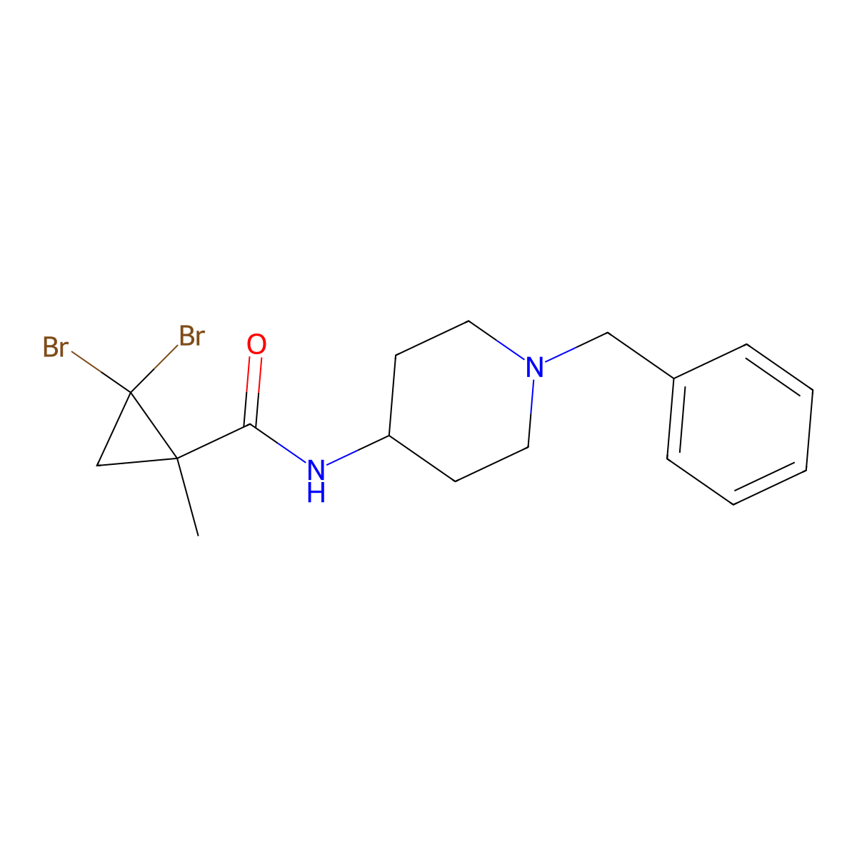 N-(1-benzyl-4-piperidinyl)-2,2-dibromo-1-methylcyclopropanecarboxamide molecular structure, CAS 515872-77-2