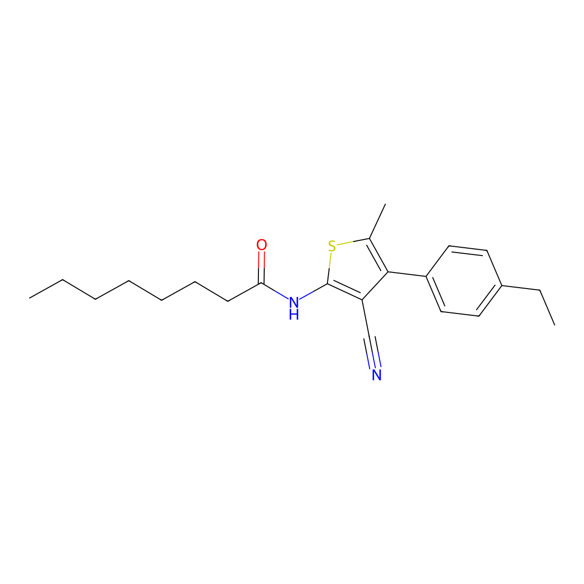 N-[3-cyano-4-(4-ethylphenyl)-5-methylthiophen-2-yl]octanamide molecular structure, CAS 515872-78-3