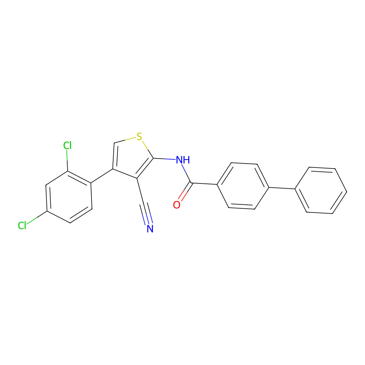 N-[3-cyano-4-(2,4-dichlorophenyl)thiophen-2-yl]-4-phenylbenzamide molecular structure, CAS 515872-83-0