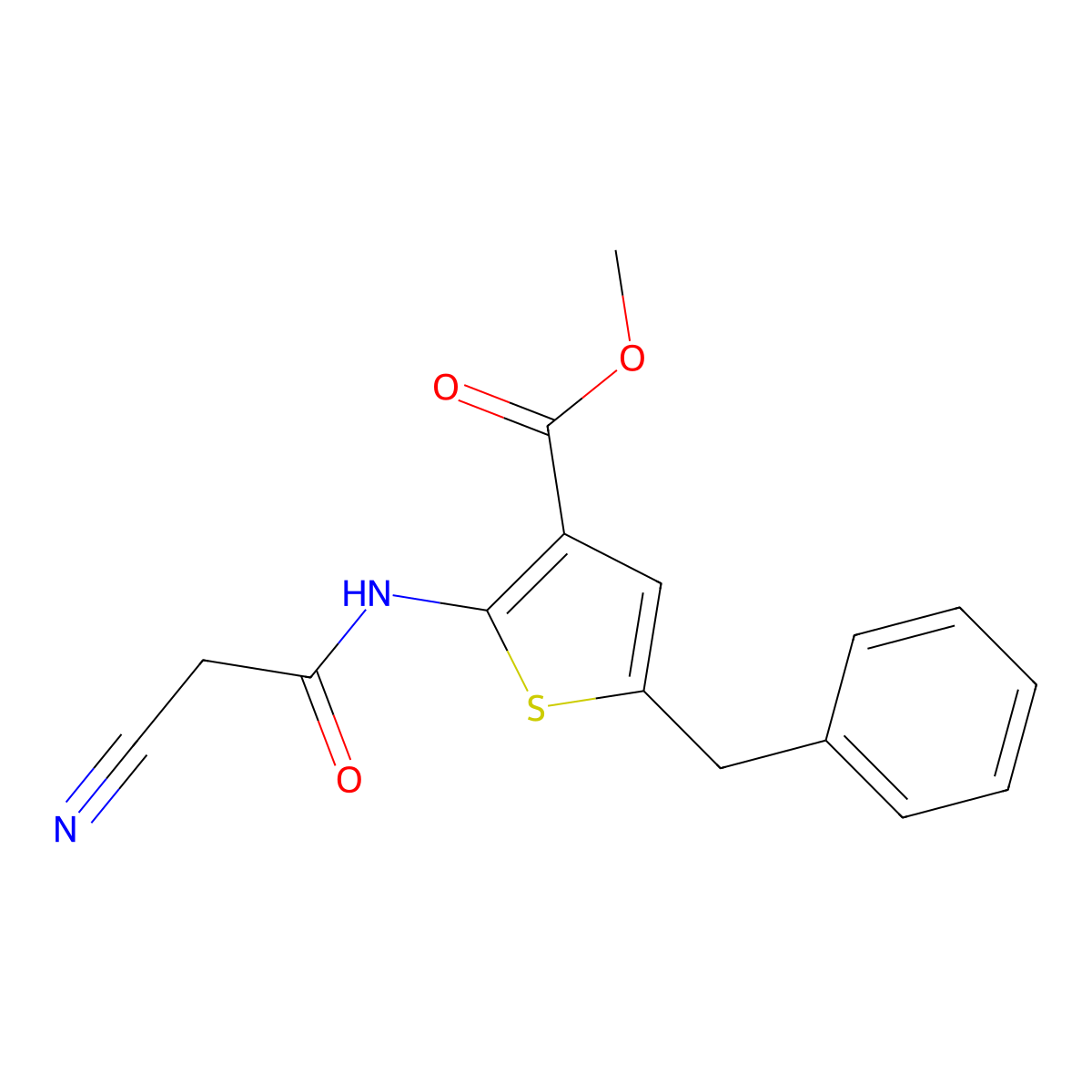 Methyl 5-benzyl-2-[(cyanoacetyl)amino]thiophene-3-carboxylate molecular structure, CAS 515872-97-6
