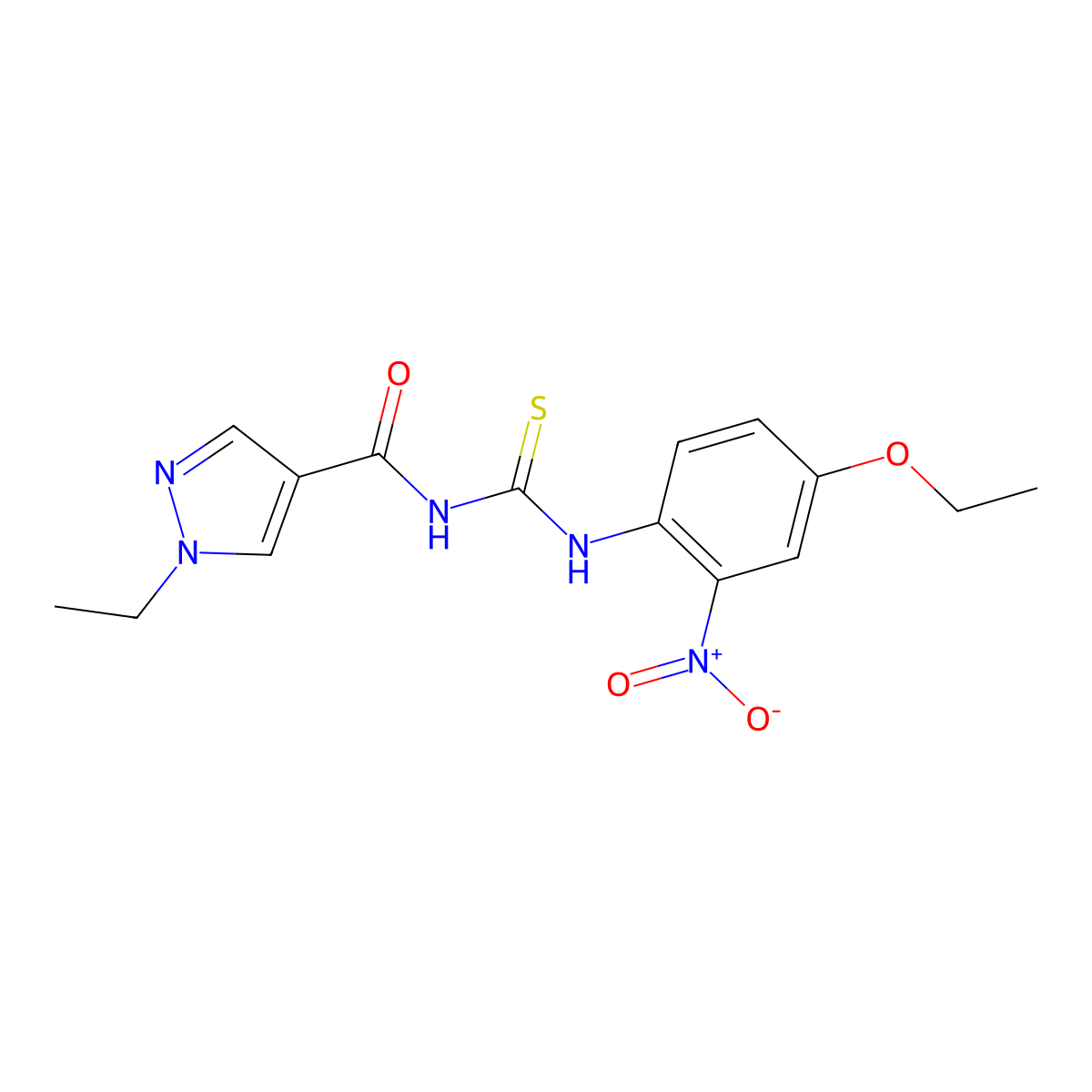 N-[(4-ethoxy-2-nitrophenyl)carbamothioyl]-1-ethylpyrazole-4-carboxamide molecular structure, CAS 515873-26-4