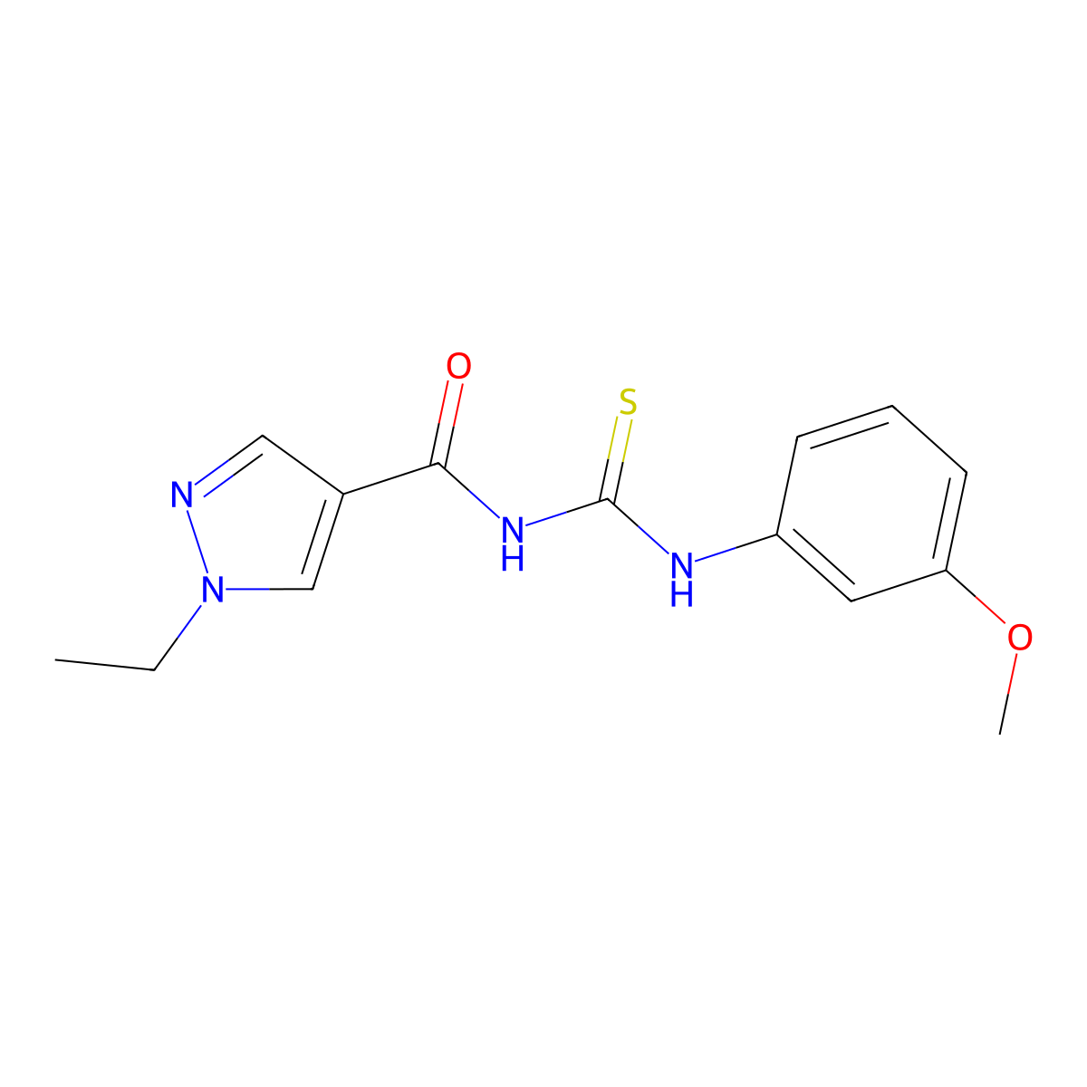 1-ethyl-N-[(3-methoxyphenyl)carbamothioyl]pyrazole-4-carboxamide molecular structure, CAS 515873-37-7