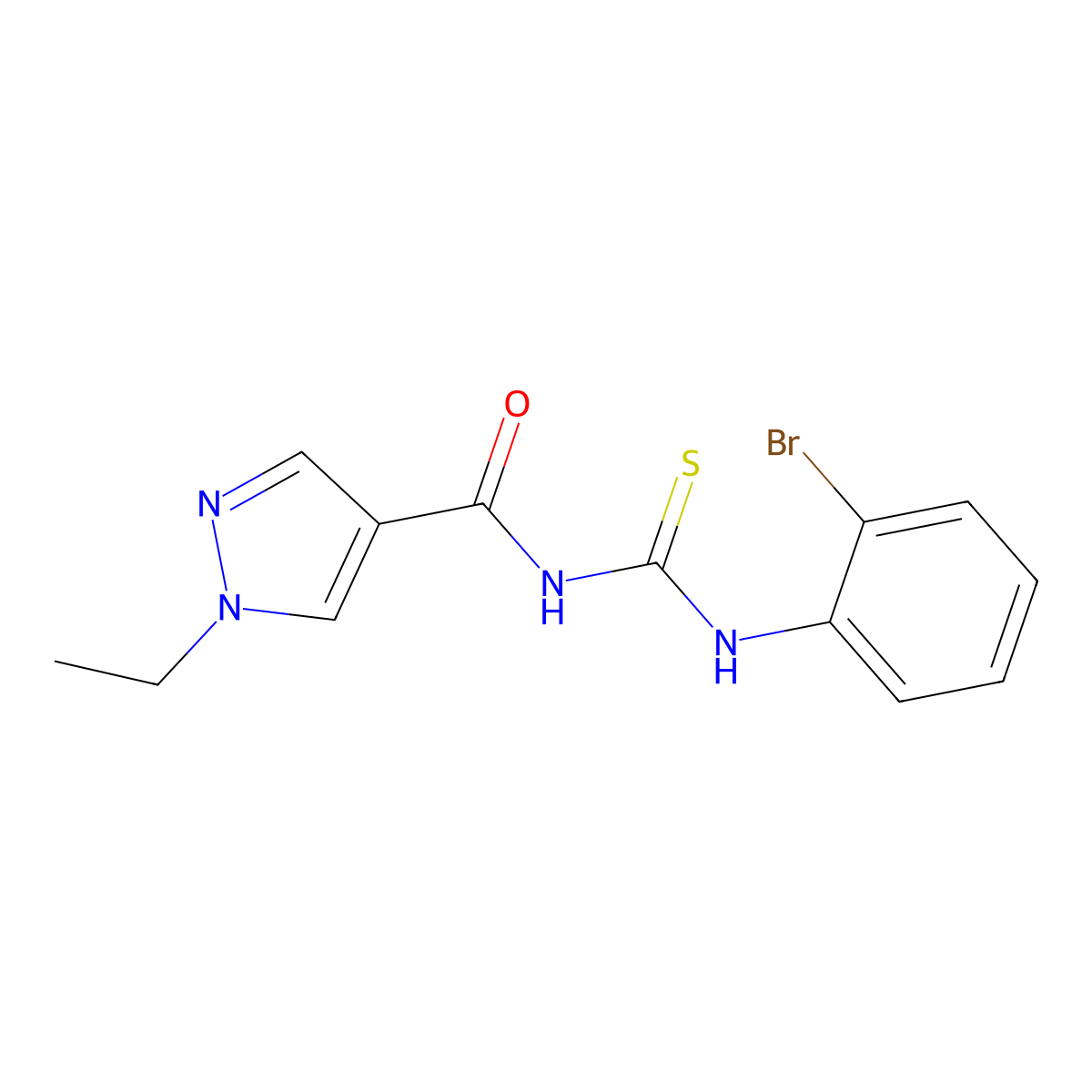 N-(2-bromophenyl)-N'-[(1-ethyl-1H-pyrazol-4-yl)carbonyl]thiourea molecular structure, CAS 515873-44-6