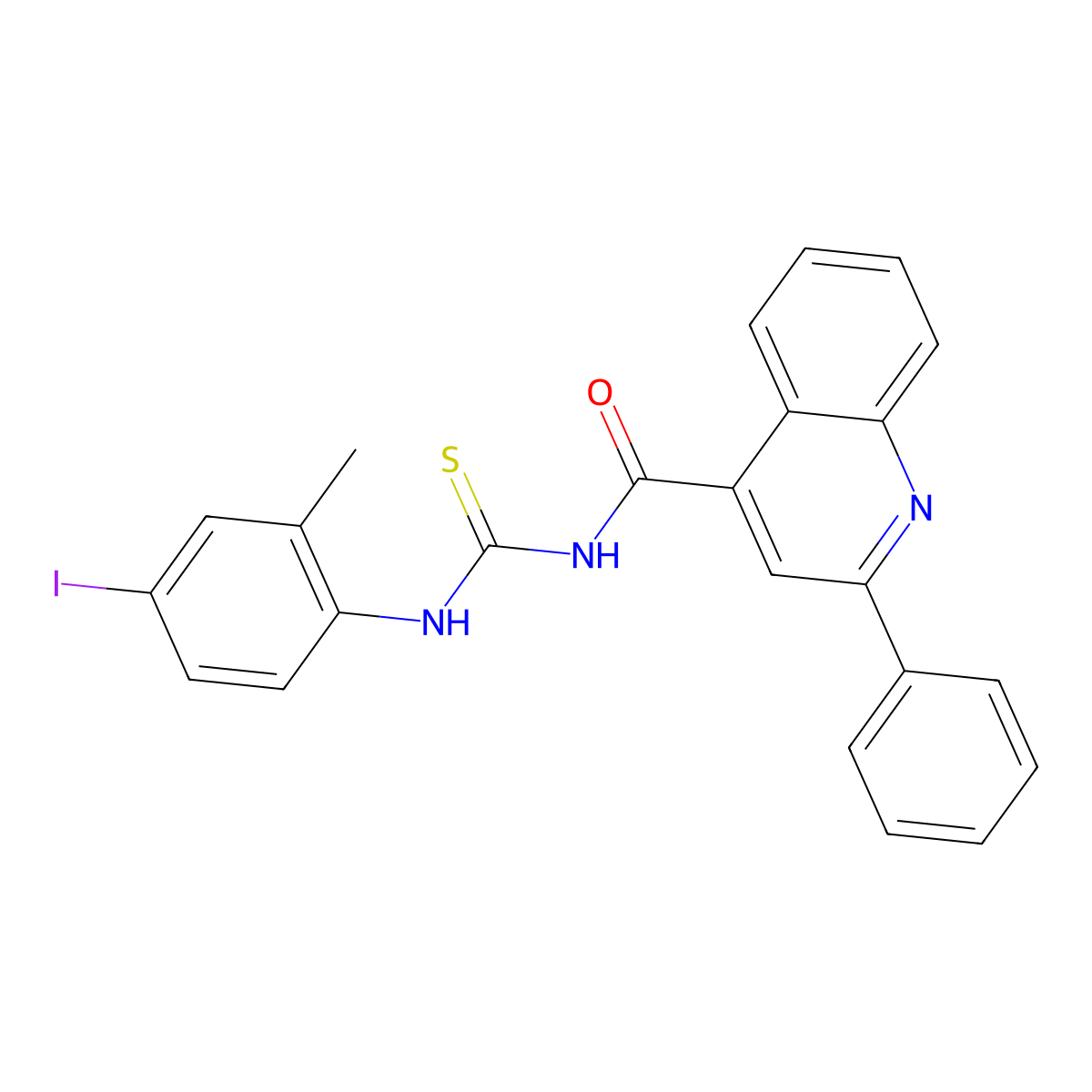 N-[(4-iodo-2-methylphenyl)carbamothioyl]-2-phenylquinoline-4-carboxamide molecular structure, CAS 515874-42-7