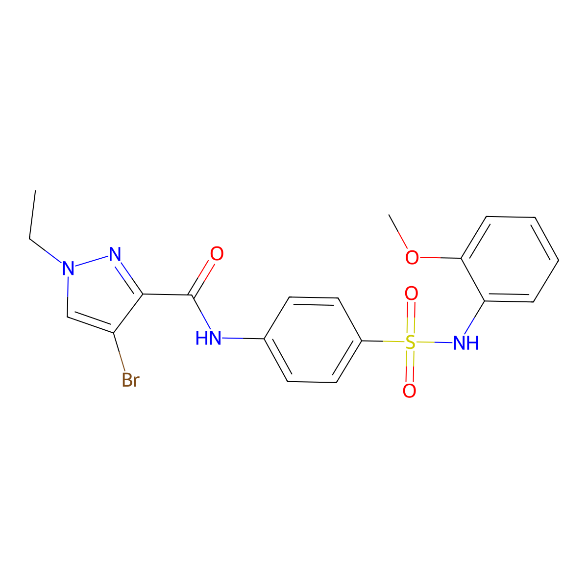 4-bromo-1-ethyl-N-[4-[(2-methoxyphenyl)sulfamoyl]phenyl]pyrazole-3-carboxamide molecular structure, CAS 515874-44-9