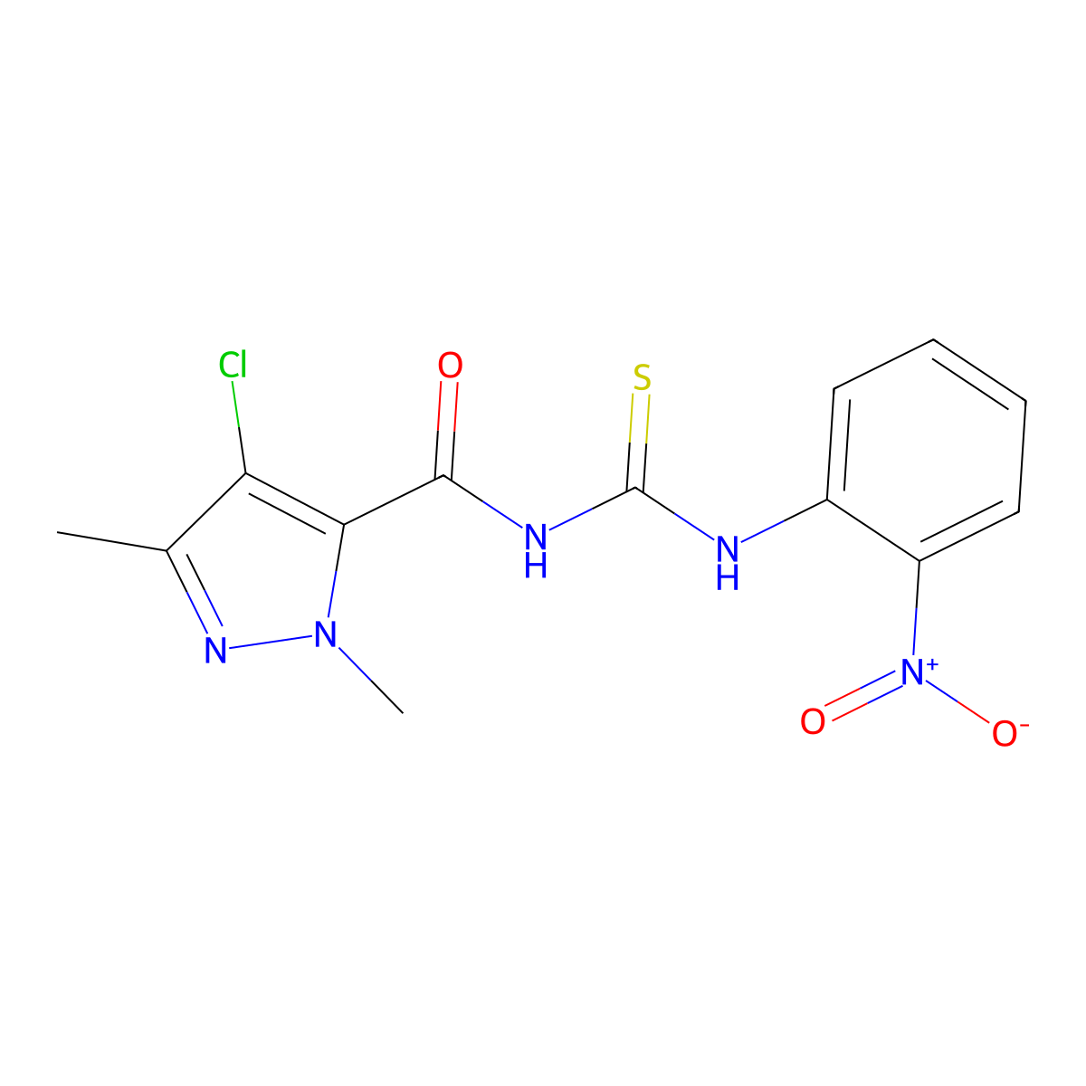4-chloro-2,5-dimethyl-N-[(2-nitrophenyl)carbamothioyl]pyrazole-3-carboxamide molecular structure, CAS 515874-50-7