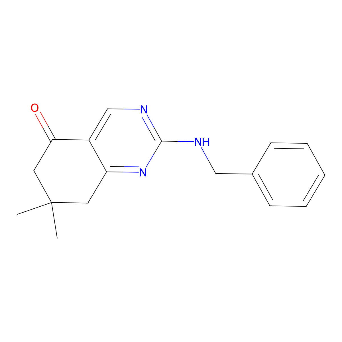2-(benzylamino)-7,7-dimethyl-7,8-dihydroquinazolin-5(6H)-one molecular structure, CAS 515874-73-4