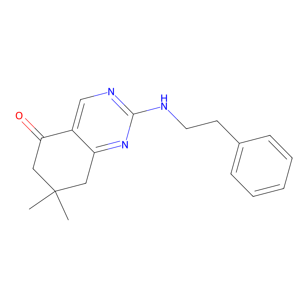 7,7-dimethyl-2-[(2-phenylethyl)amino]-7,8-dihydroquinazolin-5(6H)-one molecular structure, CAS 515874-74-5