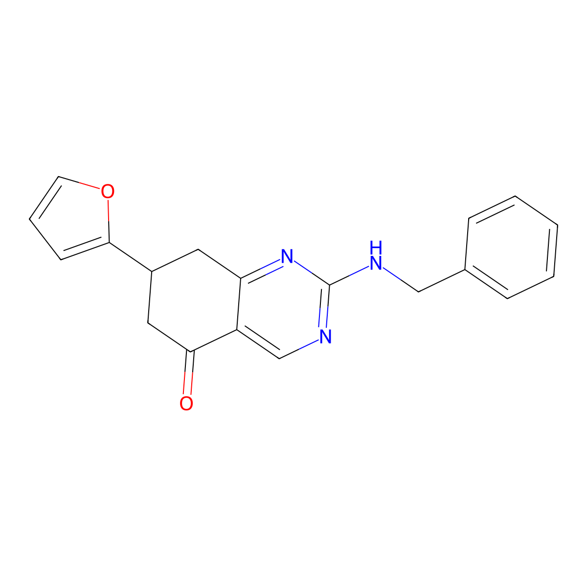2-(benzylamino)-7-(furan-2-yl)-7,8-dihydroquinazolin-5(6H)-one molecular structure, CAS 515874-81-4