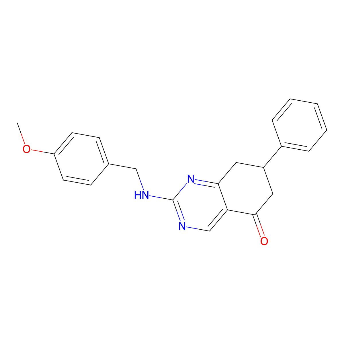 2-[(4-methoxybenzyl)amino]-7-phenyl-7,8-dihydroquinazolin-5(6H)-one molecular structure, CAS 515874-83-6