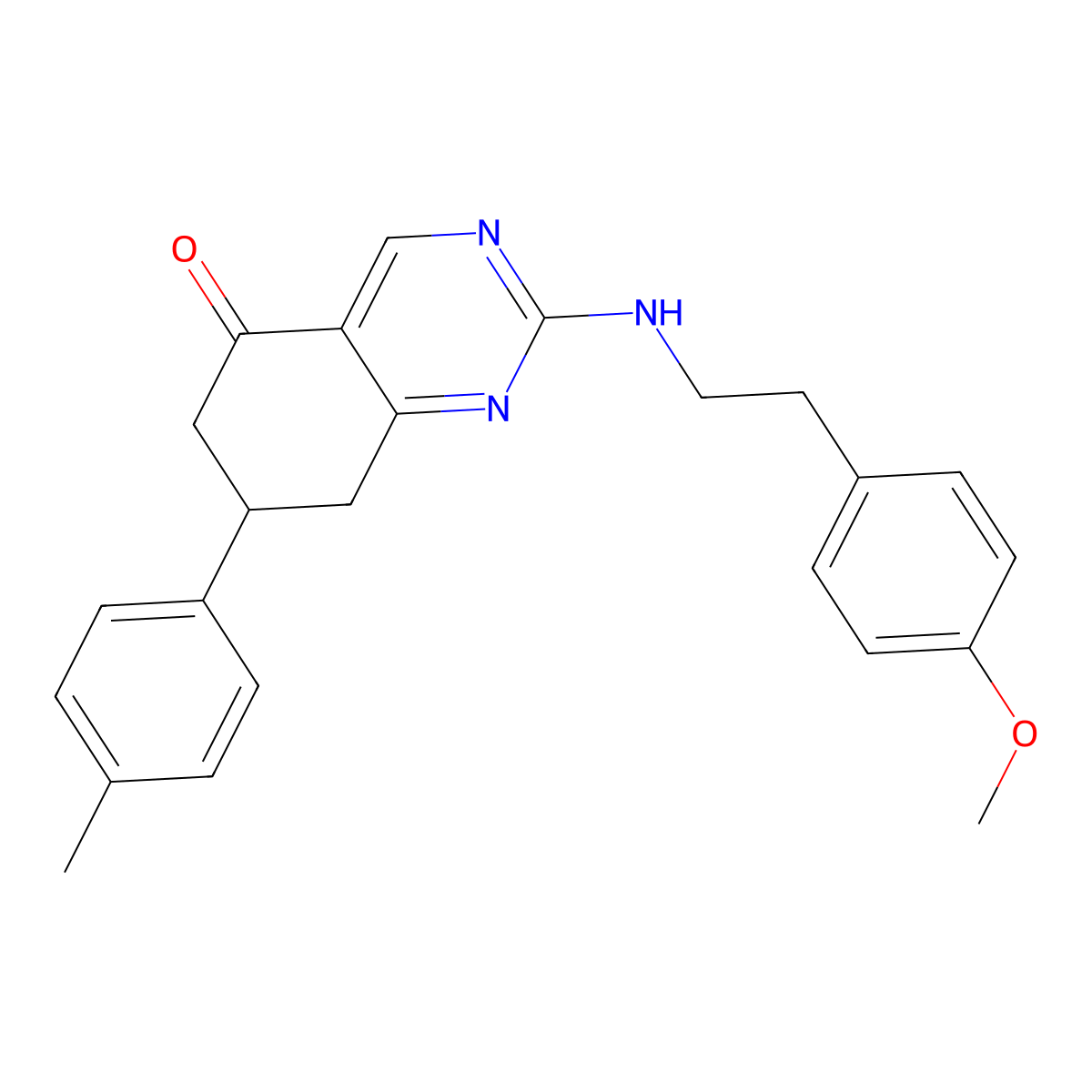 2-{[2-(4-methoxyphenyl)ethyl]amino}-7-(4-methylphenyl)-7,8-dihydroquinazolin-5(6H)-one molecular structure, CAS 515874-85-8