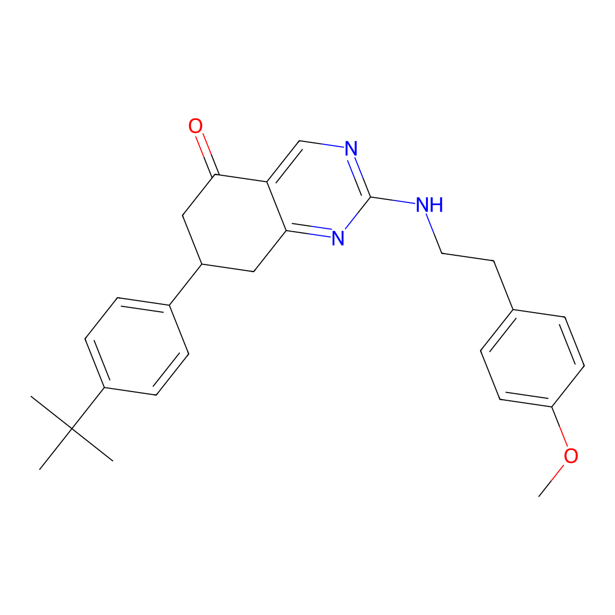 7-(4-tert-butylphenyl)-2-{[2-(4-methoxyphenyl)ethyl]amino}-7,8-dihydroquinazolin-5(6H)-one molecular structure, CAS 515874-89-2