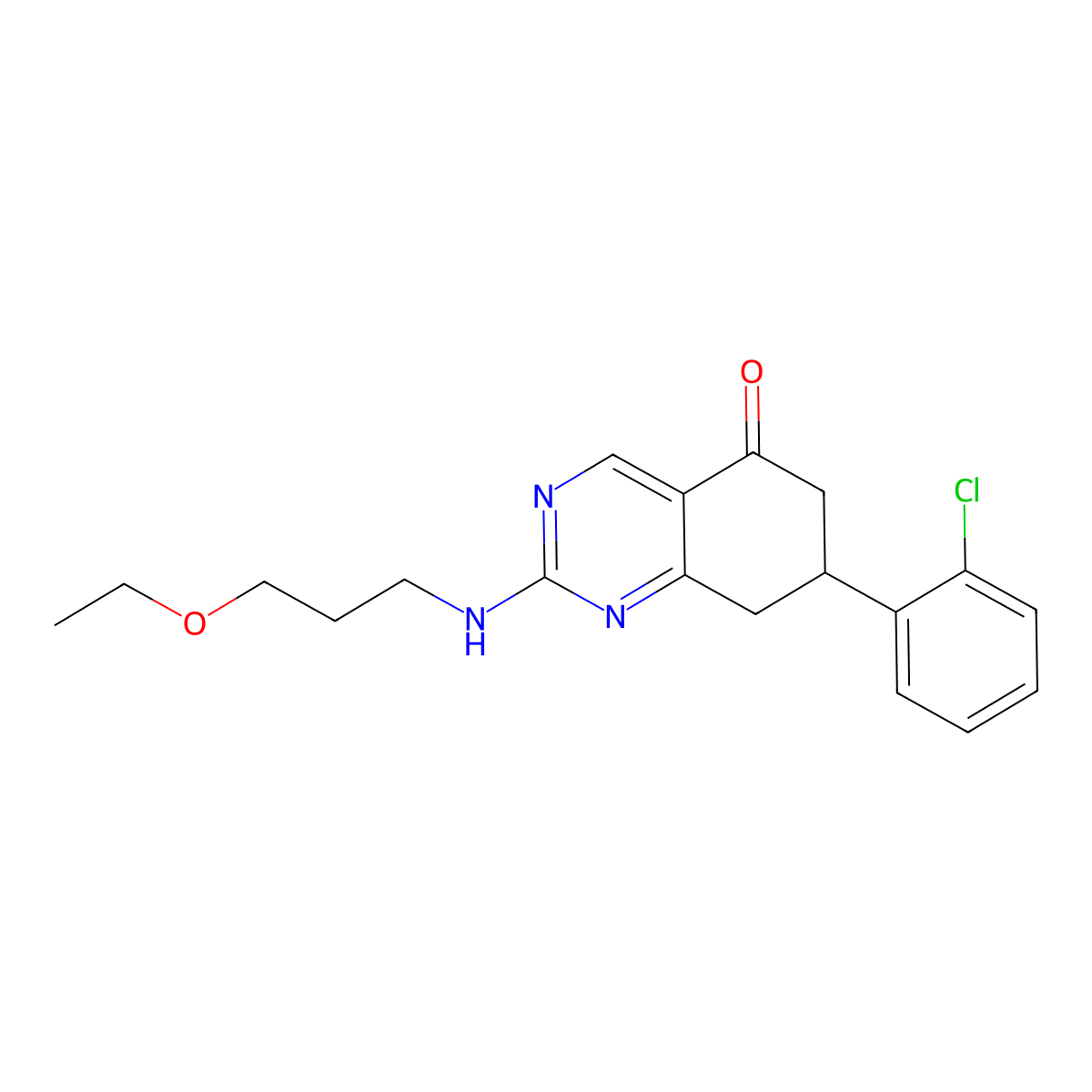 7-(2-chlorophenyl)-2-[(3-ethoxypropyl)amino]-7,8-dihydroquinazolin-5(6H)-one molecular structure, CAS 515874-94-9