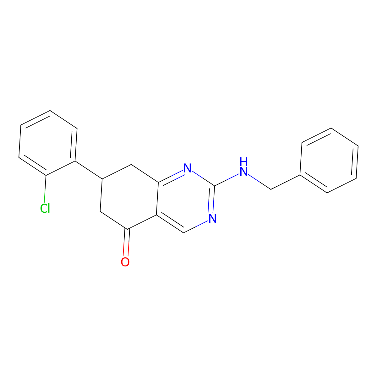 2-(benzylamino)-7-(2-chlorophenyl)-7,8-dihydroquinazolin-5(6H)-one molecular structure, CAS 515874-95-0