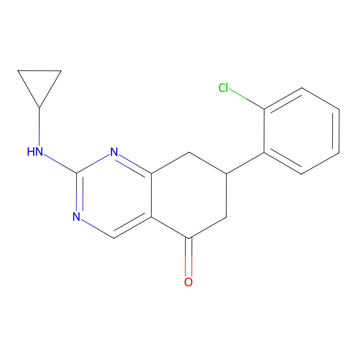 7-(2-chlorophenyl)-2-(cyclopropylamino)-7,8-dihydroquinazolin-5(6H)-one molecular structure, CAS 515874-97-2