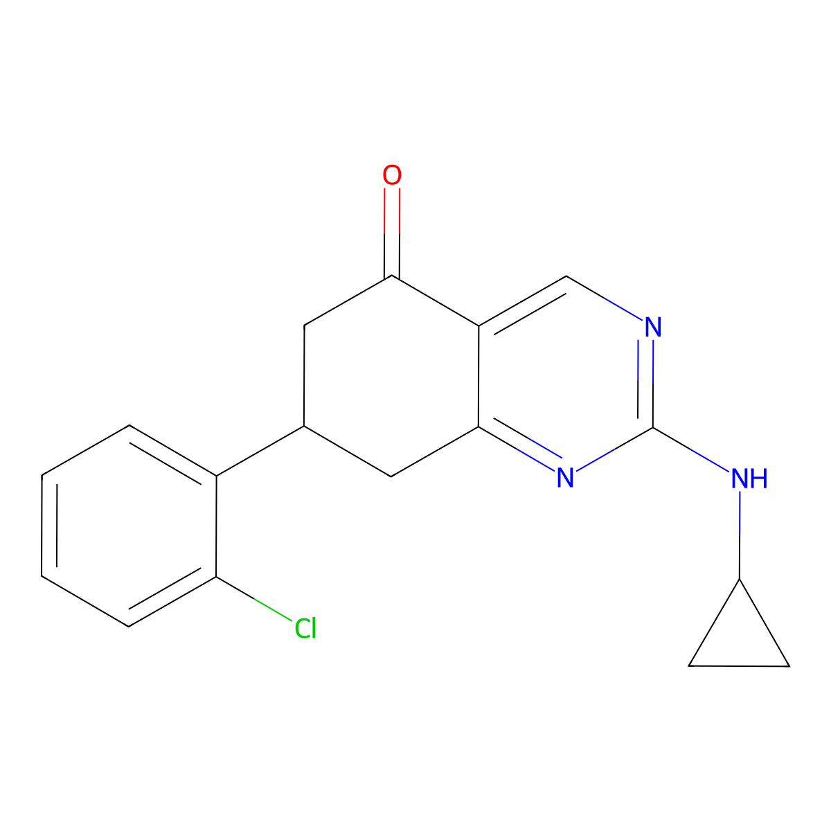 7-(2-chlorophenyl)-2-(cyclopropylamino)-7,8-dihydroquinazolin-5(6H)-one molecular structure, CAS 515874-97-2