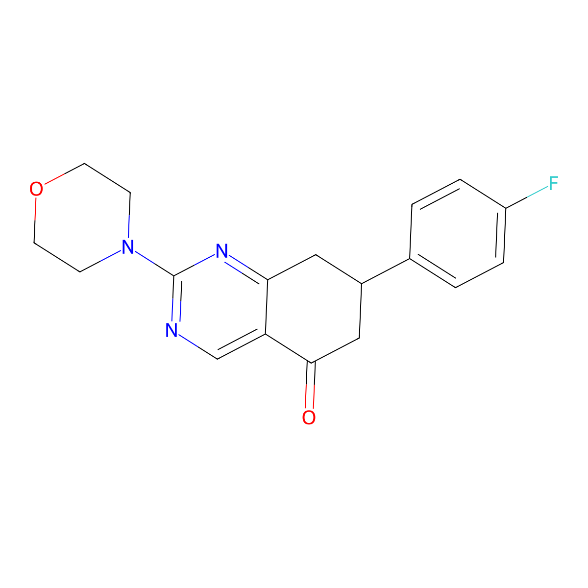 7-(4-fluorophenyl)-2-morpholin-4-yl-7,8-dihydro-6H-quinazolin-5-one molecular structure, CAS 515874-98-3