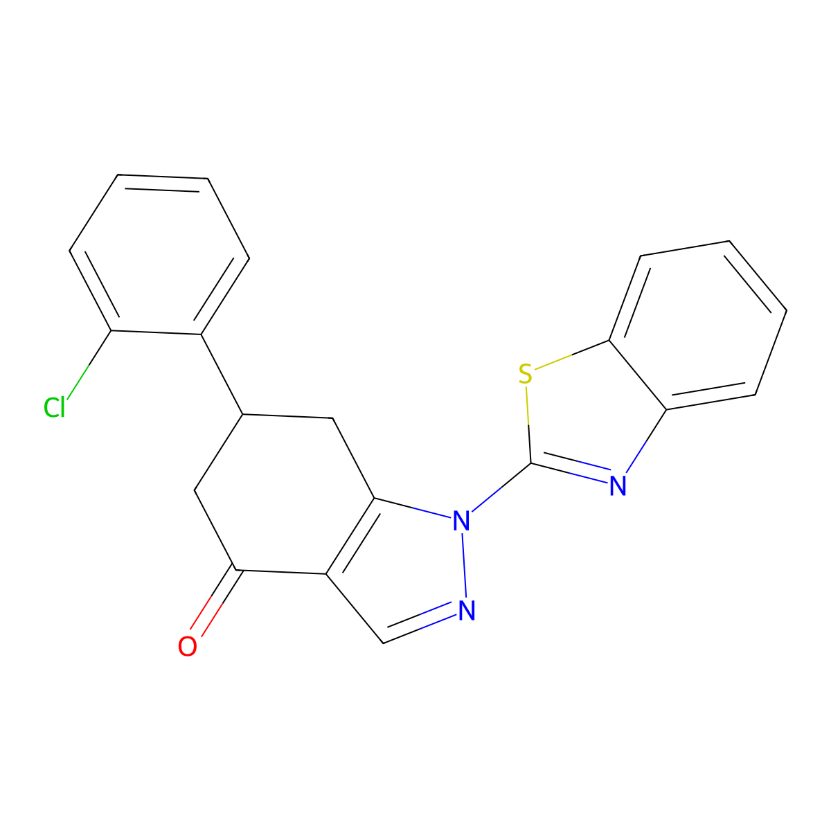 1-(1,3-benzothiazol-2-yl)-6-(2-chlorophenyl)-6,7-dihydro-5H-indazol-4-one molecular structure, CAS 515875-03-3