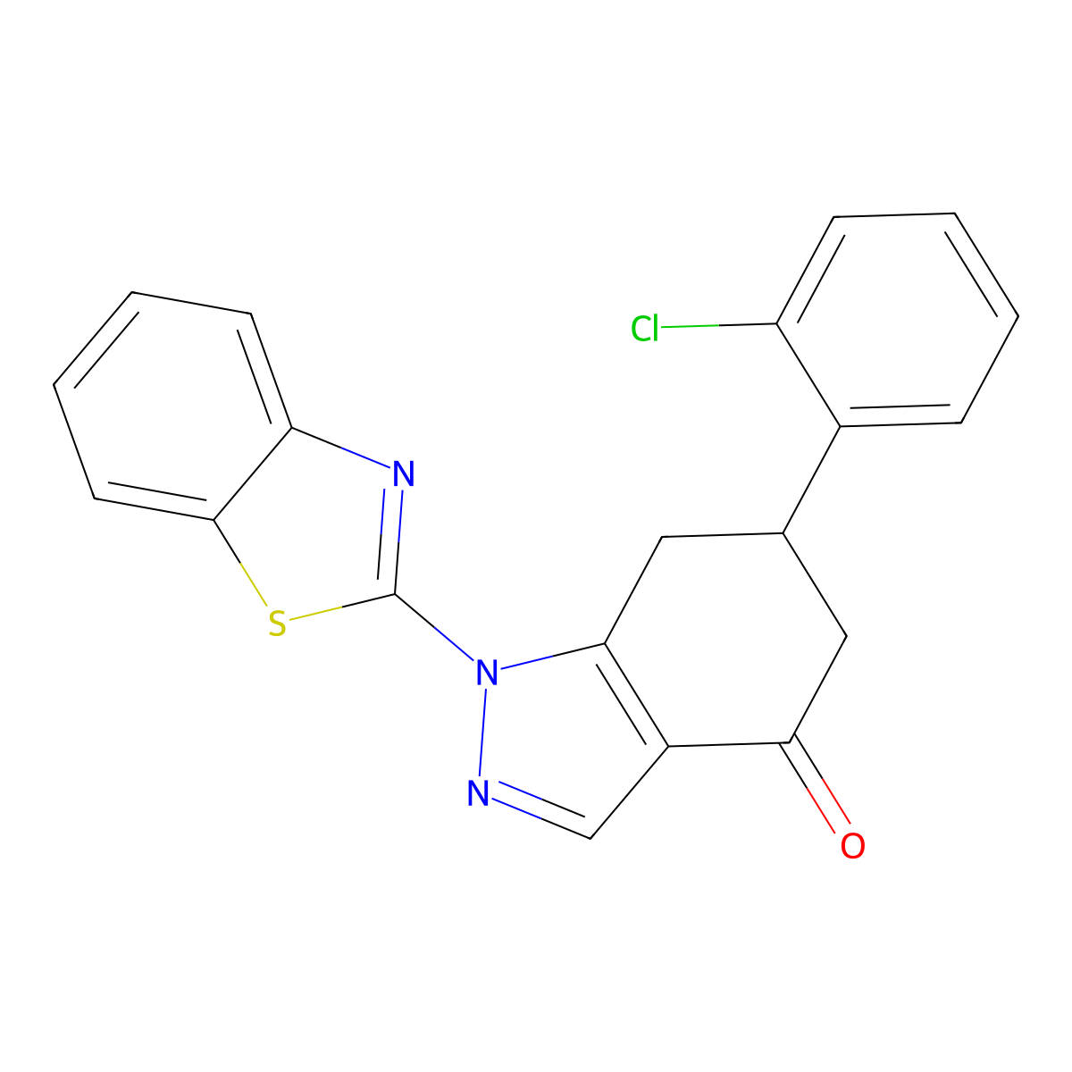 1-(1,3-benzothiazol-2-yl)-6-(2-chlorophenyl)-6,7-dihydro-5H-indazol-4-one molecular structure, CAS 515875-03-3