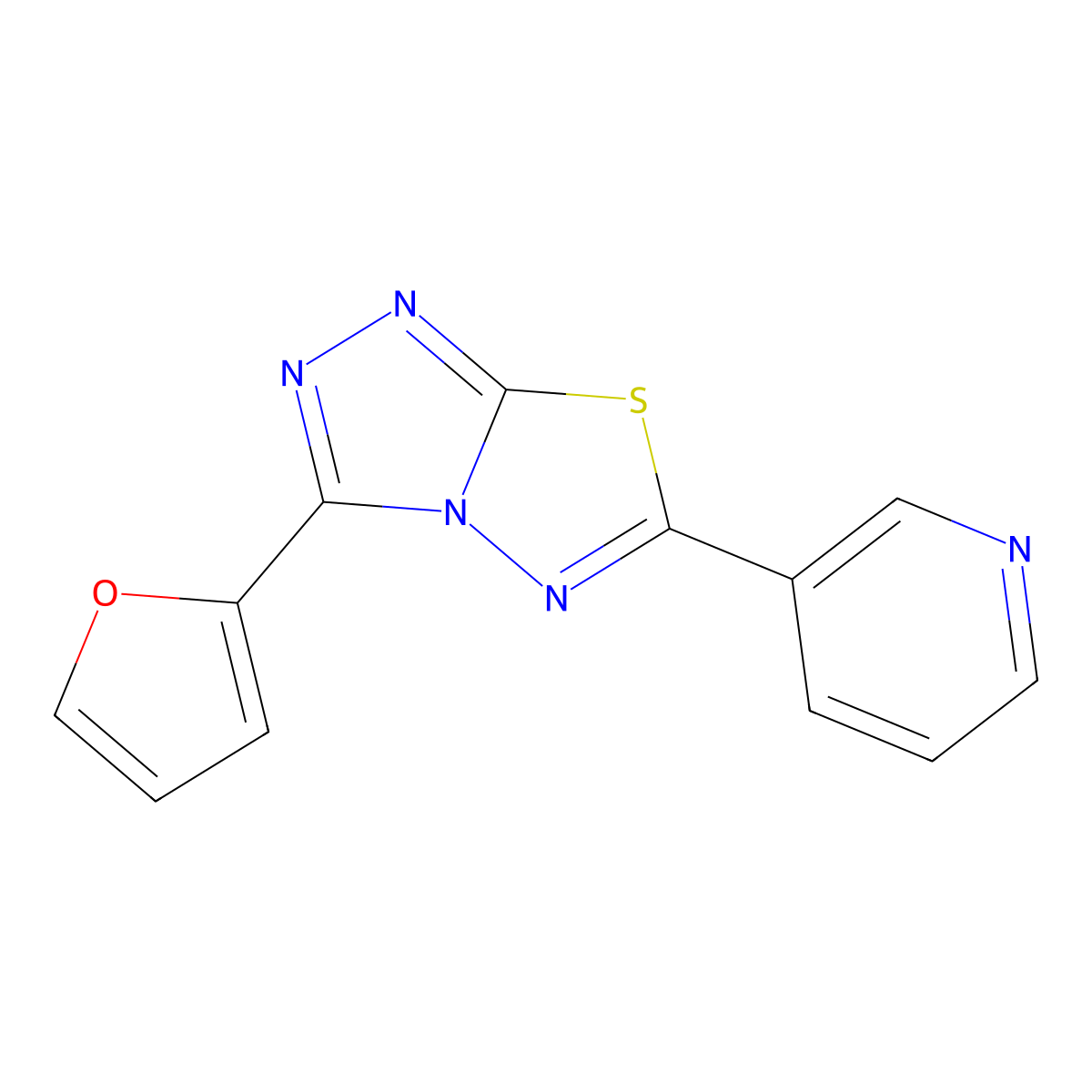 3-(2-Furyl)-6-(3-pyridinyl)[1,2,4]triazolo[3,4-b][1,3,4]thiadiazole molecular structure, CAS 515875-28-2