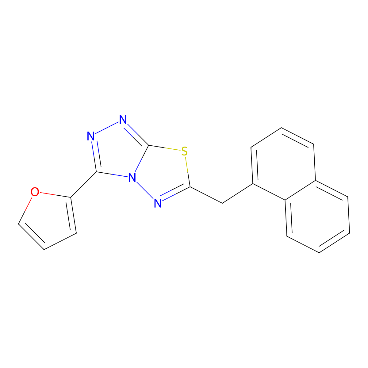 3-(Furan-2-yl)-6-(naphthalen-1-ylmethyl)-[1,2,4]triazolo[3,4-b][1,3,4]thiadiazole molecular structure, CAS 515875-29-3